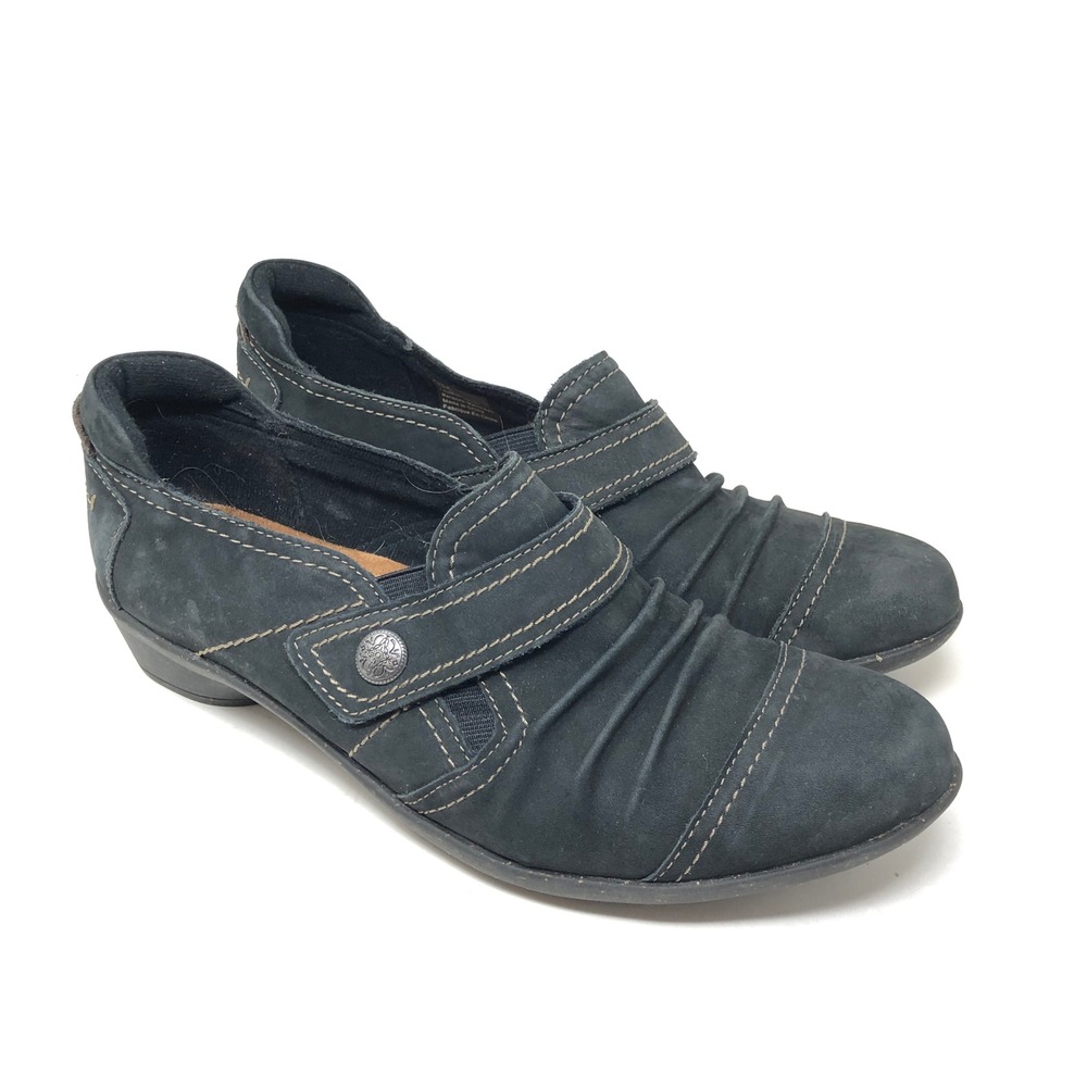 Cobb Hill Women's 9 Nadine Loafer Black Leather Ruched Slip On Comfort Shoe‎